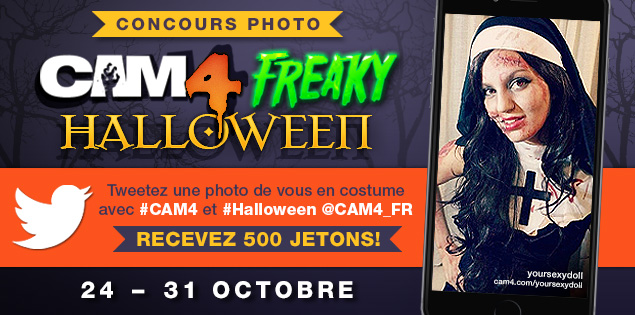 Concours Photo CAM4 Freaky Halloween 500 jetons à gagner