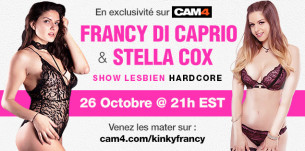 Stella Cox et Francesca Di Caprio en duo pour un show lesbien de rêve en webcam chaude!